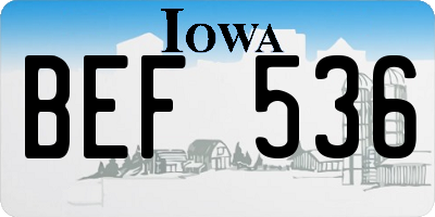 IA license plate BEF536