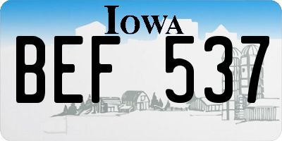 IA license plate BEF537