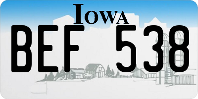 IA license plate BEF538