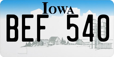 IA license plate BEF540