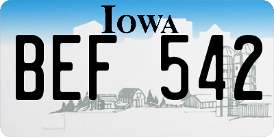 IA license plate BEF542