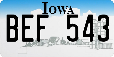 IA license plate BEF543
