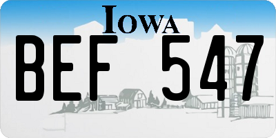 IA license plate BEF547