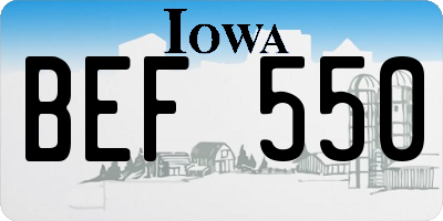 IA license plate BEF550
