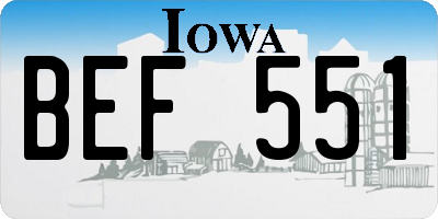 IA license plate BEF551