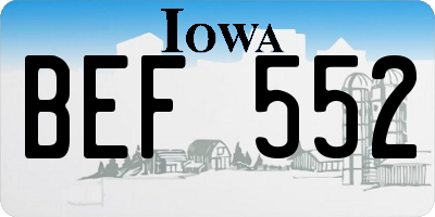 IA license plate BEF552
