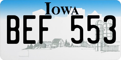 IA license plate BEF553