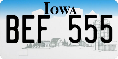 IA license plate BEF555