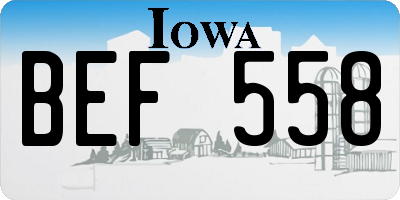 IA license plate BEF558
