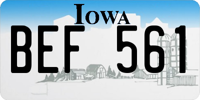IA license plate BEF561