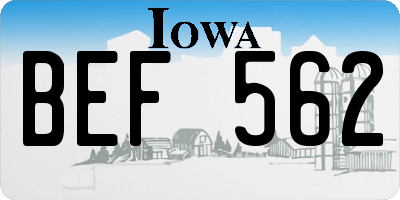 IA license plate BEF562
