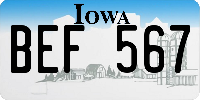 IA license plate BEF567