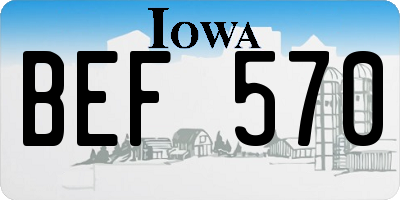 IA license plate BEF570