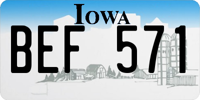 IA license plate BEF571