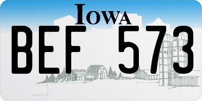 IA license plate BEF573