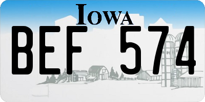 IA license plate BEF574