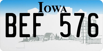 IA license plate BEF576