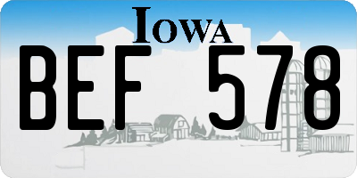 IA license plate BEF578