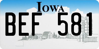 IA license plate BEF581