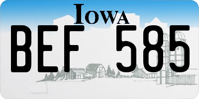 IA license plate BEF585