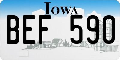 IA license plate BEF590