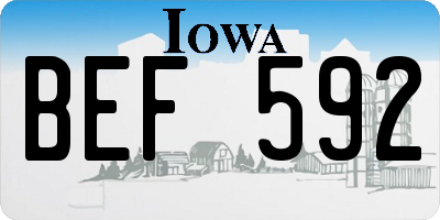 IA license plate BEF592