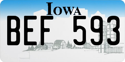 IA license plate BEF593