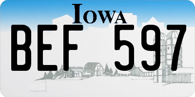 IA license plate BEF597
