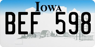 IA license plate BEF598