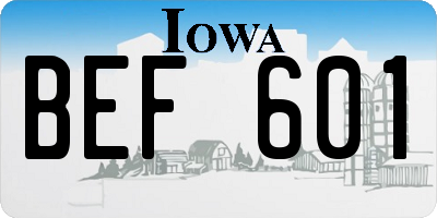 IA license plate BEF601