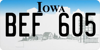 IA license plate BEF605