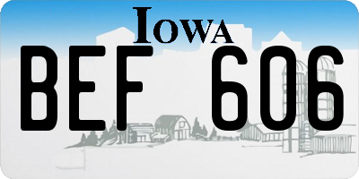 IA license plate BEF606