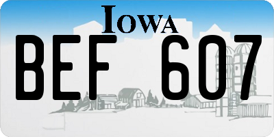 IA license plate BEF607