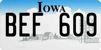 IA license plate BEF609