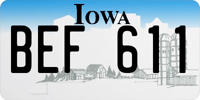 IA license plate BEF611