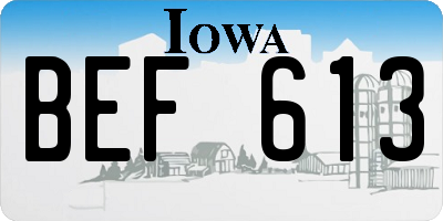 IA license plate BEF613