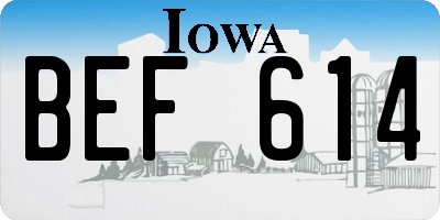 IA license plate BEF614