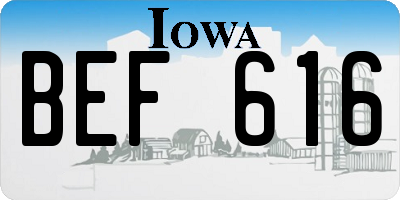 IA license plate BEF616