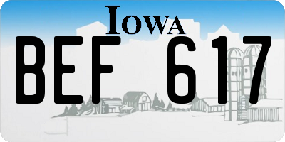 IA license plate BEF617