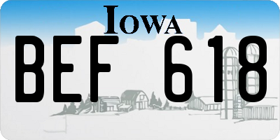 IA license plate BEF618