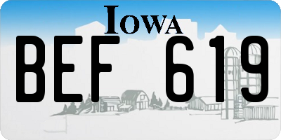 IA license plate BEF619