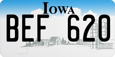 IA license plate BEF620