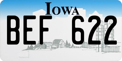 IA license plate BEF622
