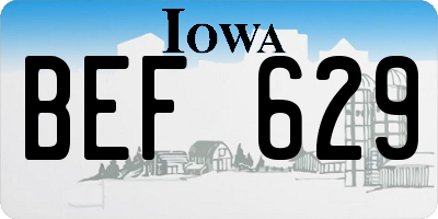 IA license plate BEF629