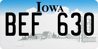 IA license plate BEF630