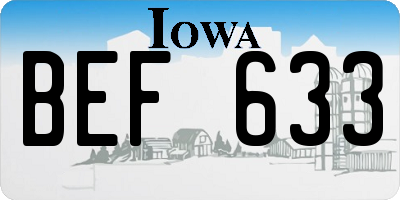 IA license plate BEF633