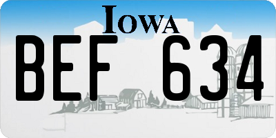 IA license plate BEF634