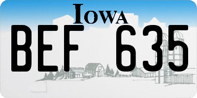 IA license plate BEF635