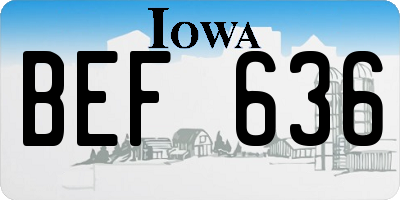 IA license plate BEF636