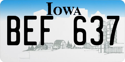 IA license plate BEF637